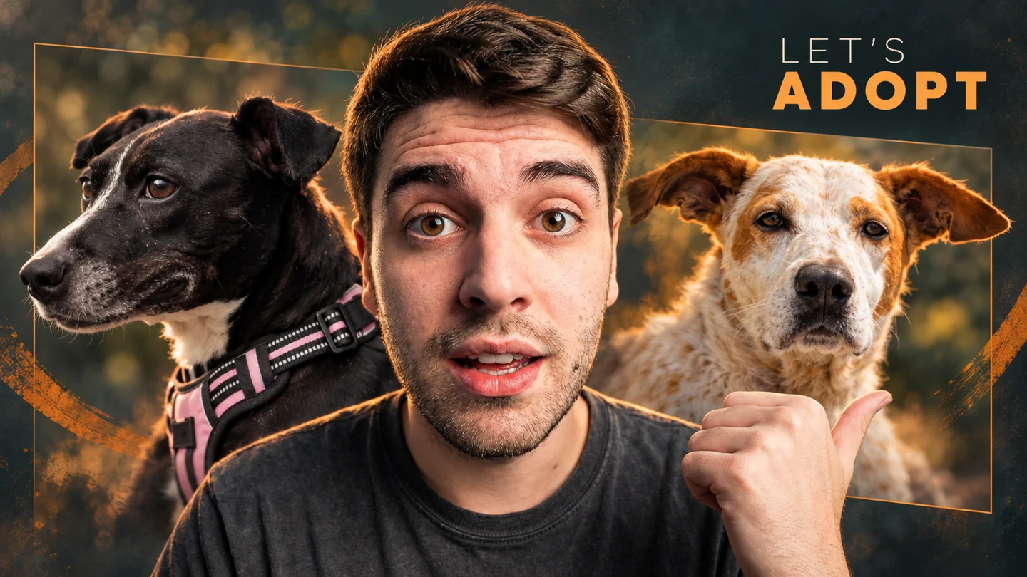 Design featuring Fran, dogs and the Let’s Adopt identity